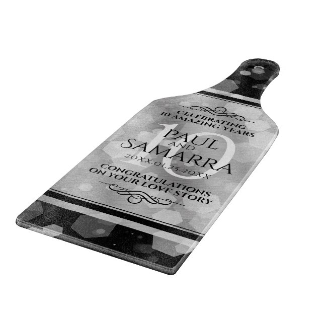 Elegant 10th Tin Wedding Anniversary Celebration Cutting Board (Corner)