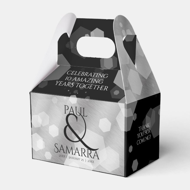Elegant 10th Tin Wedding Anniversary Celebration Favor Boxes (Front Side)