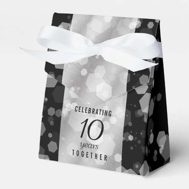 Elegant 10th Tin Wedding Anniversary Celebration Favor Boxes (Front Side)
