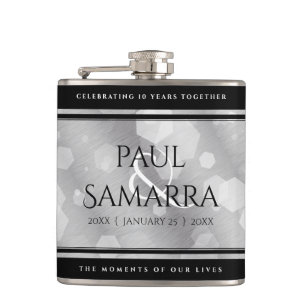 Elegant 10th Tin Wedding Anniversary Celebration Flask