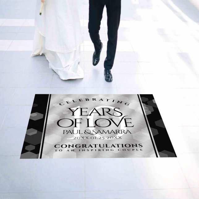 Elegant 10th Tin Wedding Anniversary Celebration Floor Decals (Wedding)