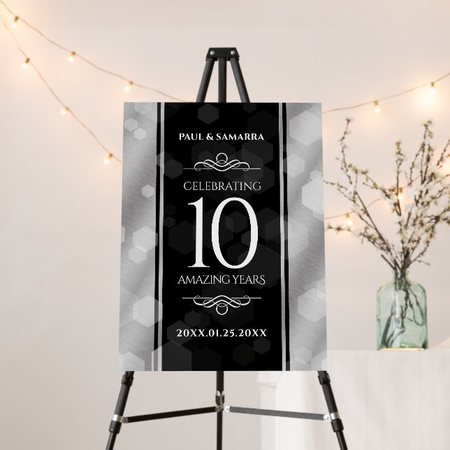 Elegant 10th Tin Wedding Anniversary Celebration Foam Board (In Situ (Stand))
