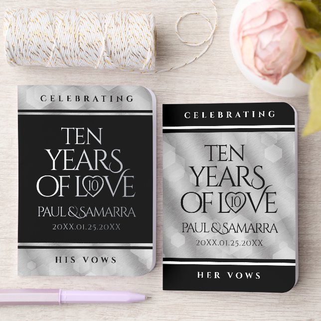 Elegant 10th Tin Wedding Anniversary Celebration Foil Vow Books (Wedding)