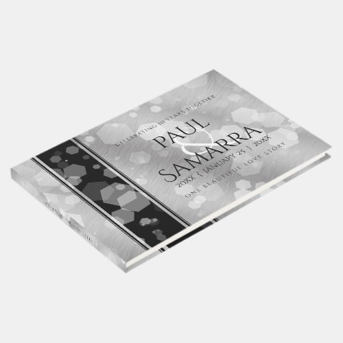 Elegant 10th Tin Wedding Anniversary Celebration Guest Book