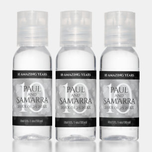 Elegant 10th Tin Wedding Anniversary Celebration Hand Sanitizer