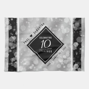 Elegant 10th Tin Wedding Anniversary Celebration Kitchen Towel