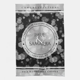 Elegant 10th Tin Wedding Anniversary Celebration Kitchen Towel