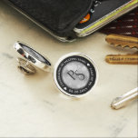 Elegant 10th Tin Wedding Anniversary Celebration Lapel Pin<br><div class="desc">Celebrate their 10th tin wedding anniversary in style with this commemorative lapel pin! Elegant black and white lettering with hexagonal confetti on a tin foil background add a memorable touch for this special occasion and milestone. Personalize with couple's initials and dates of marriage. Design © W.H. Sim. See more at...</div>