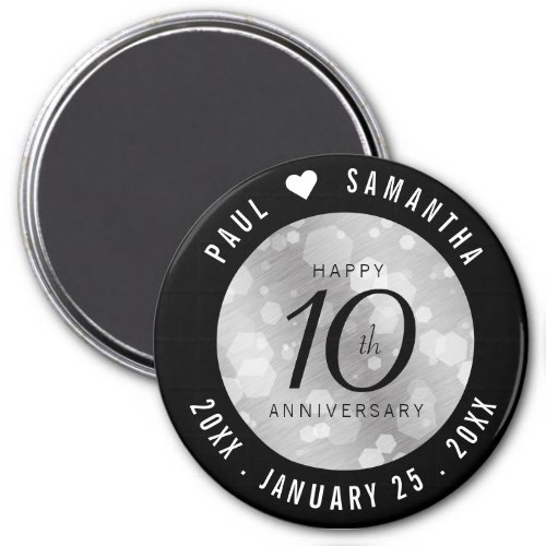 Elegant 10th Tin Wedding Anniversary Celebration Magnet