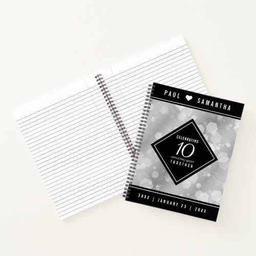 Elegant 10th Tin Wedding Anniversary Celebration Notebook