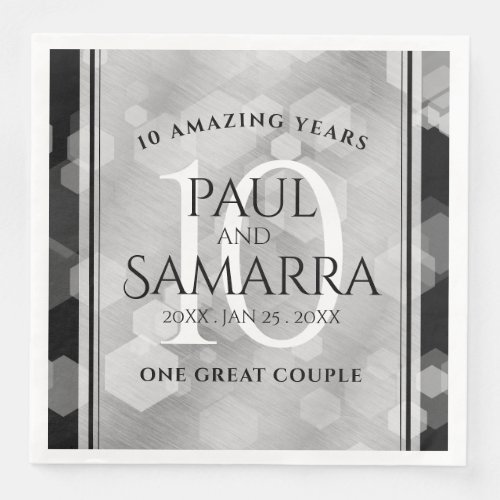 Elegant 10th Tin Wedding Anniversary Celebration Paper Dinner Napkins