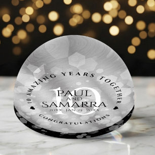 Elegant 10th Tin Wedding Anniversary Celebration Paperweight