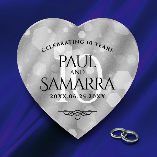 Elegant 10th Tin Wedding Anniversary Celebration Paperweight (Creator Uploaded)