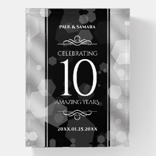 Elegant 10th Tin Wedding Anniversary Celebration Paperweight