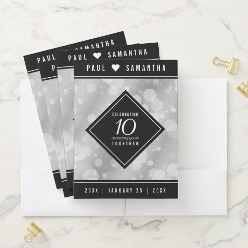 Elegant 10th Tin Wedding Anniversary Celebration Pocket Folder