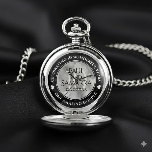 Elegant 10th Tin Wedding Anniversary Celebration Pocket Watch