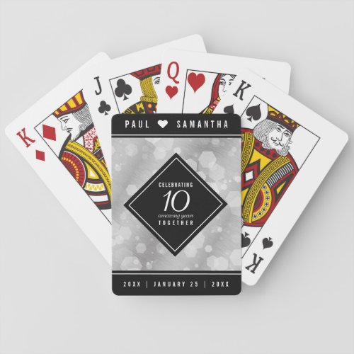 Elegant 10th Tin Wedding Anniversary Celebration Poker Cards