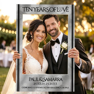 Elegant 10th Tin Wedding Anniversary Celebration Selfie Frame