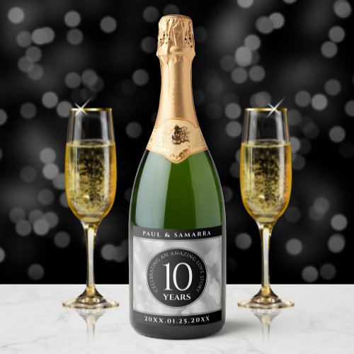 Elegant 10th Tin Wedding Anniversary Celebration Sparkling Wine Label