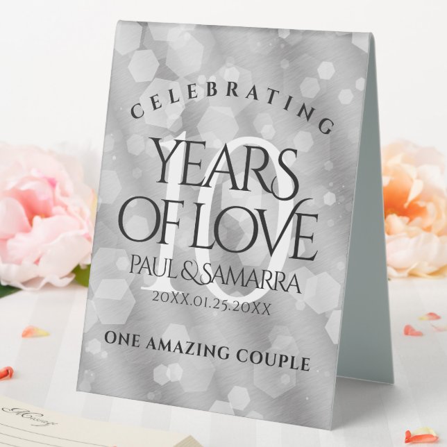 Elegant 10th Tin Wedding Anniversary Celebration Table Tent (In SItu (Wedding))