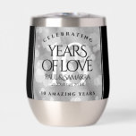 Elegant 10th Tin Wedding Anniversary Celebration Thermal Wine Tumbler