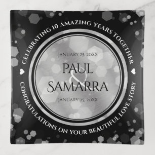 Elegant 10th Tin Wedding Anniversary Celebration Trinket Tray