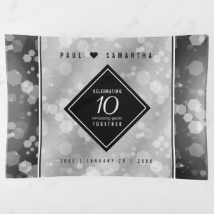 Elegant 10th Tin Wedding Anniversary Celebration Trinket Tray