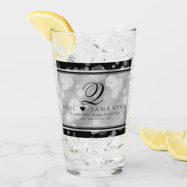 Elegant 10th Tin Wedding Anniversary Glass (Front Ice)