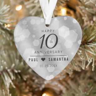 10th Wedding Anniversary Metal Keepsake Chrstimas Tree Ornament Bauble Decoration Ornament