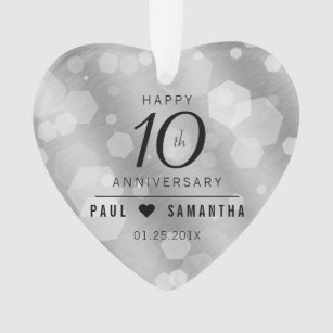 10th wedding anniversary christmas ornament