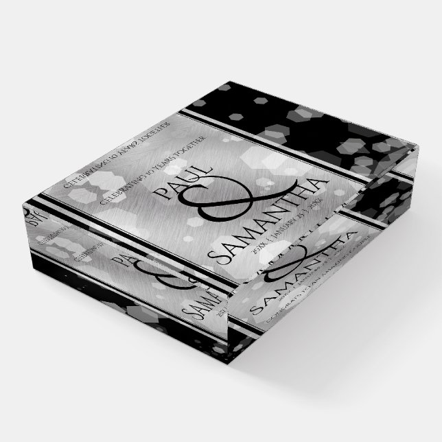 Elegant 10th Tin Wedding Anniversary Paperweight (Angled)