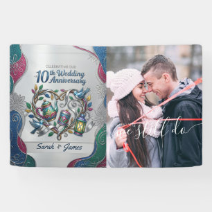 Elegant 10th Tin Wedding Anniversary Photo Welcome Banner