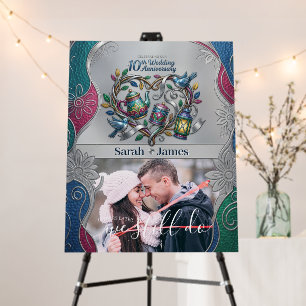 Elegant 10th Tin Wedding Anniversary Photo Welcome Foam Board