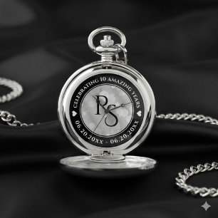 Elegant 10th Tin Wedding Anniversary Pocket Watch