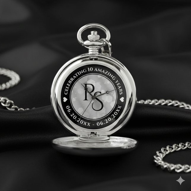 Elegant 10th Tin Wedding Anniversary Pocket Watch (Elegant 10th Tin Wedding Anniversary Pocket Watch Cover Photo)