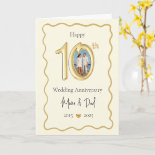 Elegant 10th Wedding Anniversary Card - Mom & Dad 