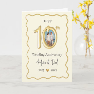 Elegant 10th Wedding Anniversary Card - Mom & Dad 