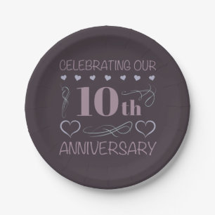 Elegant 10th Wedding Anniversary Lavender Paper Plates
