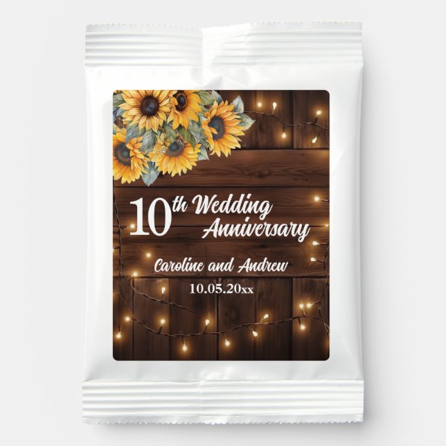 Elegant 10th Wedding Anniversary String Lights Margarita Drink Mix (Front)