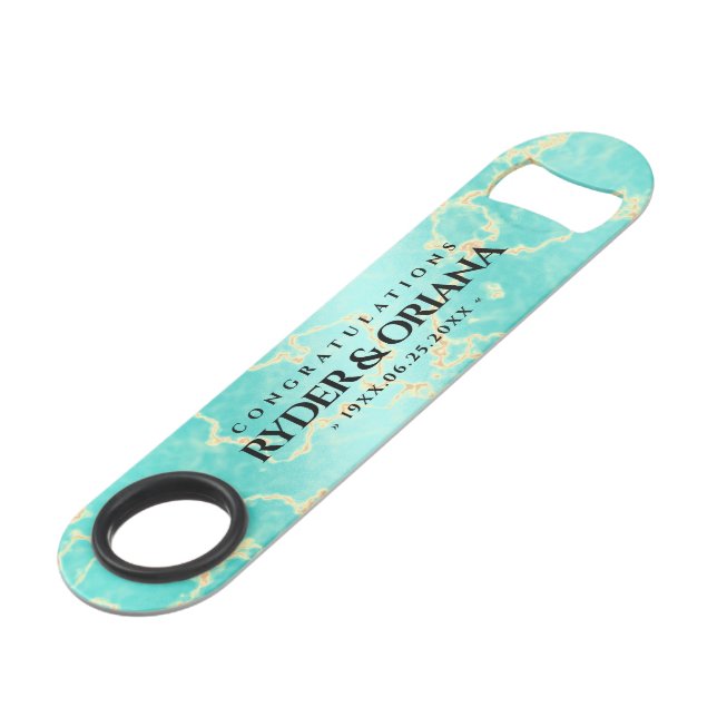 Elegant 11th 44th Turquoise Wedding Anniversary Bar Key (Front Angled)