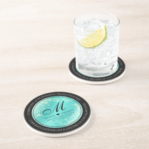 Elegant 11th 44th Turquoise Wedding Anniversary Coaster