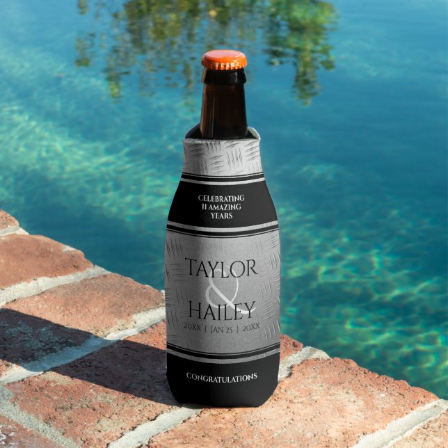 Elegant 11th Steel Wedding Anniversary Celebration Bottle Cooler (In Situ Pool)
