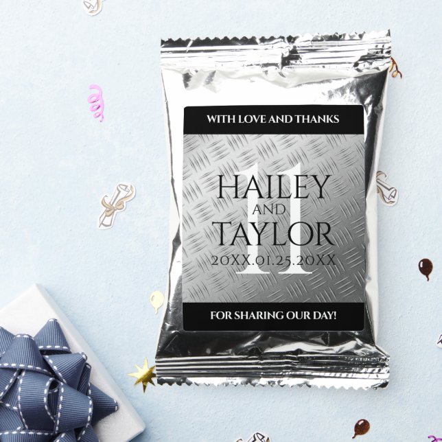 Elegant 11th Steel Wedding Anniversary Celebration Coffee Drink Mix (Packets)