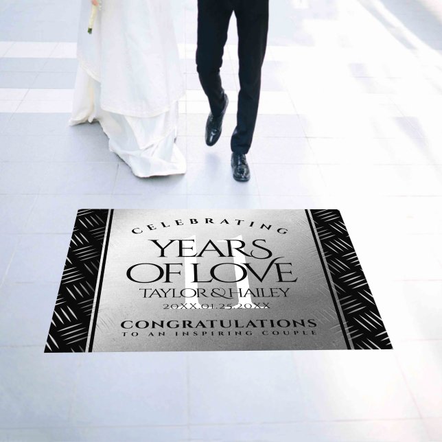 Elegant 11th Steel Wedding Anniversary Celebration Floor Decals (Wedding)