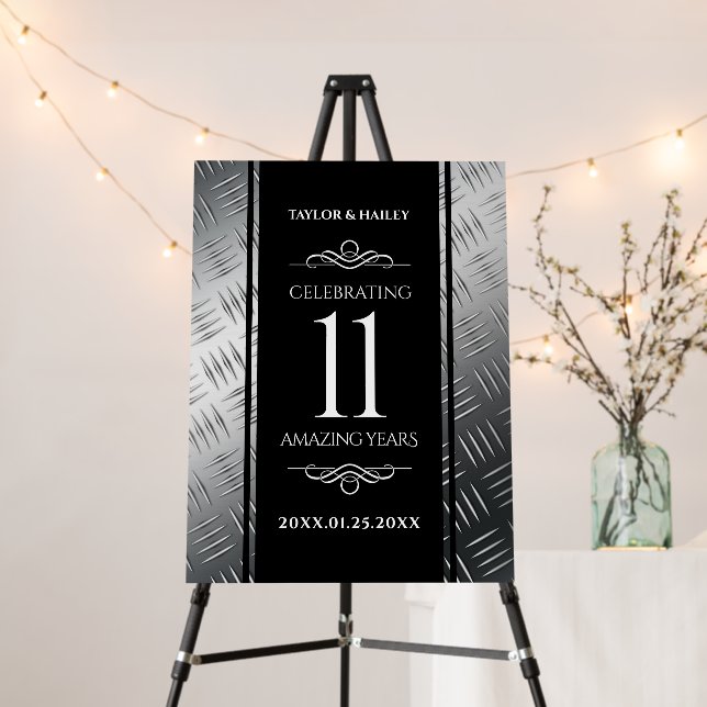 Elegant 11th Steel Wedding Anniversary Celebration Foam Board (In Situ (Stand))