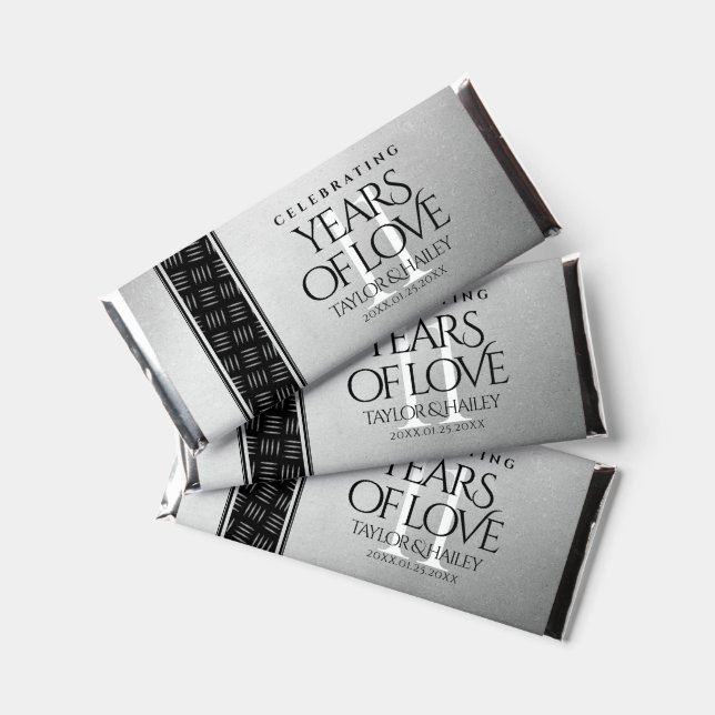 Elegant 11th Steel Wedding Anniversary Celebration Hershey Bar Favors (Front)