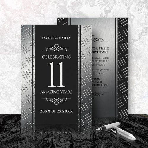 Elegant 11th Steel Wedding Anniversary Celebration Invitation