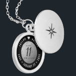 Elegant 11th Steel Wedding Anniversary Celebration Locket Necklace<br><div class="desc">Commemorate the 11th wedding anniversary with this elegant locket! Elegant black and white serif and sans serif lettering on a diamond-plated, worn steel background add a memorable touch for this special occasion and milestone. Customize with the happy couple's names, and dates for their steel anniversary. Design © W.H. Sim, All...</div>