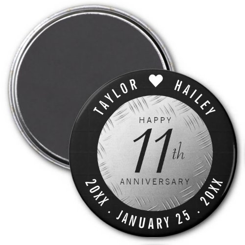 Elegant 11th Steel Wedding Anniversary Celebration Magnet