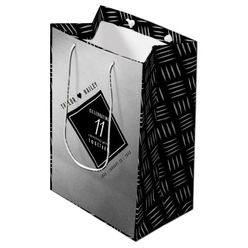 Elegant 11th Steel Wedding Anniversary Celebration Medium Gift Bag